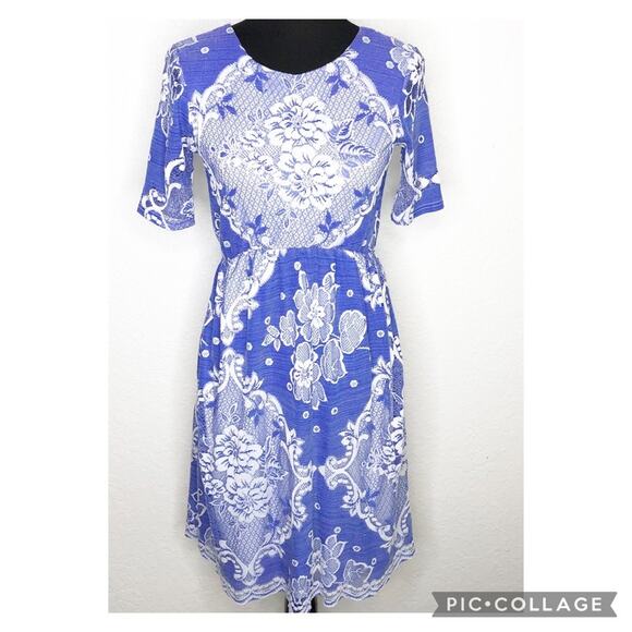 ASOS Maternity blue white floral crochet overlay dress size 4 - Picture 1 of 12